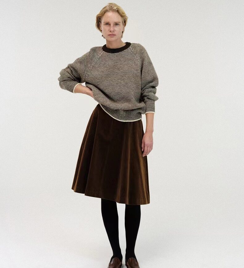 Classic Brown A-Line Knee-Length Skirt