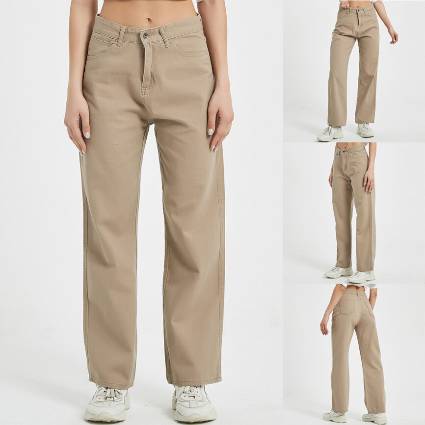 Classic Khaki Straight-Leg Pants