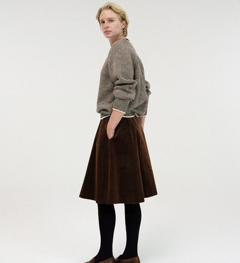 Classic Brown A-Line Knee-Length Skirt