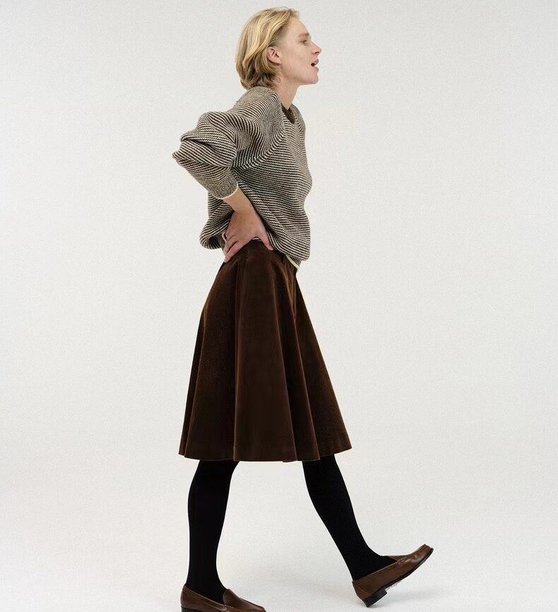 Classic Brown A-Line Knee-Length Skirt