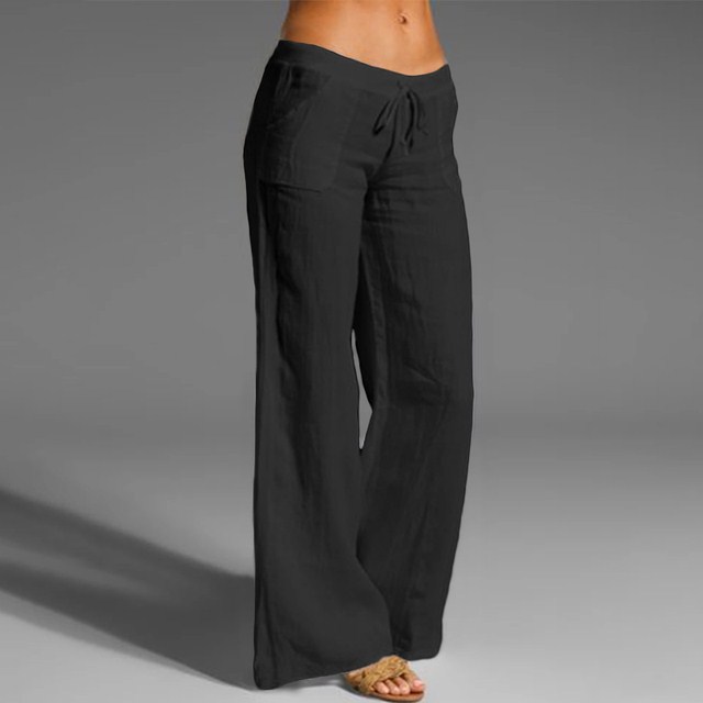 Navy Blue Casual Drawstring Pants